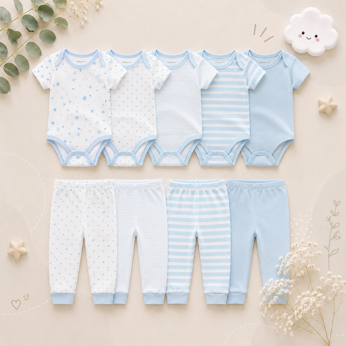 🎉BUNDLE DEAL! Enjoy the Everyday Romper Set + FREE 6‑Pair Socks Bonus!✨