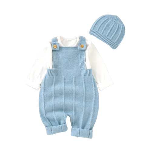 The Ridley - Baby Boy Girl Sleeveless Knitted Romper & Hat 2PC Newborn Outfit Set