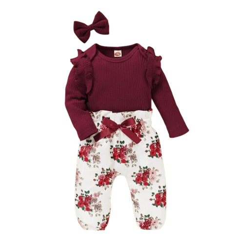 The Kit - Maroon Tops + Floral Pants + Headband