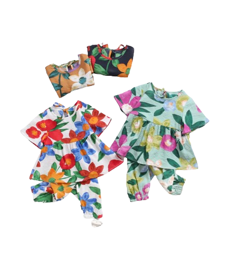 The Tiffany - Baby Girl Floral Cotton Outfit Set Summer Princess Casual Clothes