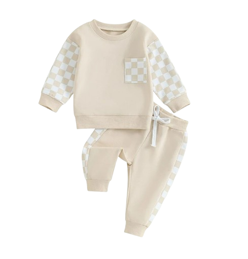 The Austin - Baby Boy Checkerboard Sweatshirt + Pants
