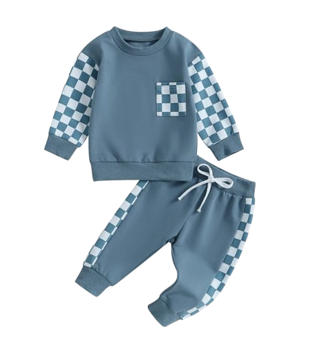 The Austin - Baby Boy Checkerboard Sweatshirt + Pants