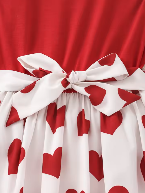 The Kaylani - Baby Girl Cute Red Love Princess Short Sleeved Dress