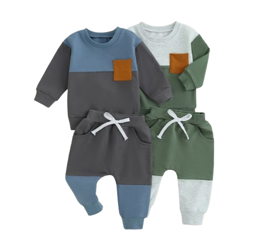 The Gael - Baby Toddler Boy Contrast Color Sweatshirt + Pants 2Pcs Spring Autumn Outfit