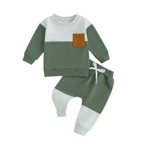 The Gael - Baby Toddler Boy Contrast Color Sweatshirt + Pants 2Pcs Spring Autumn Outfit