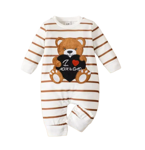 The Judah - Baby Boy Long Sleeve Plaid Mini Bear Romper