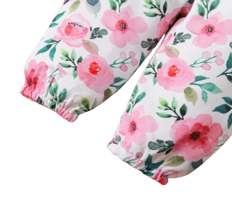 The Kinsley - Baby Girl Pink Print Long Sleeve + Floral Pants + Headband