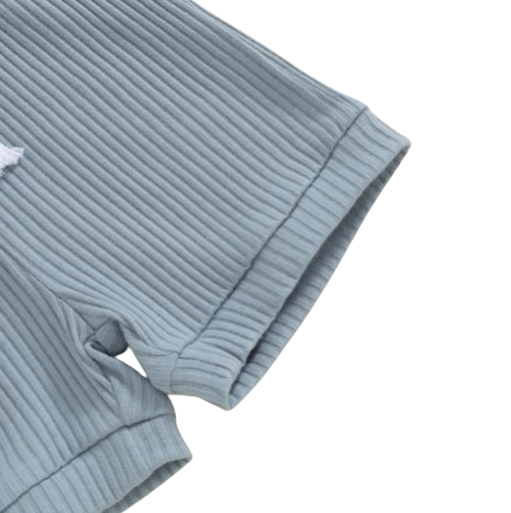 The Morrie - Unisex Baby 2PCS Ribbed Striped Short Sleeve Romper & Shorts Summer Set