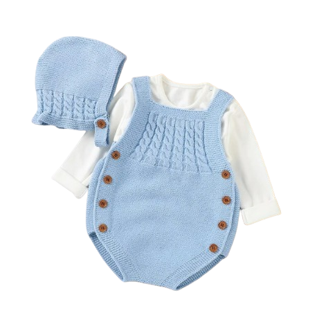 The River - Newborn Baby 2PC Knitted Bodysuit & Hat Set β Sleeveless Spring Autumn Outfit