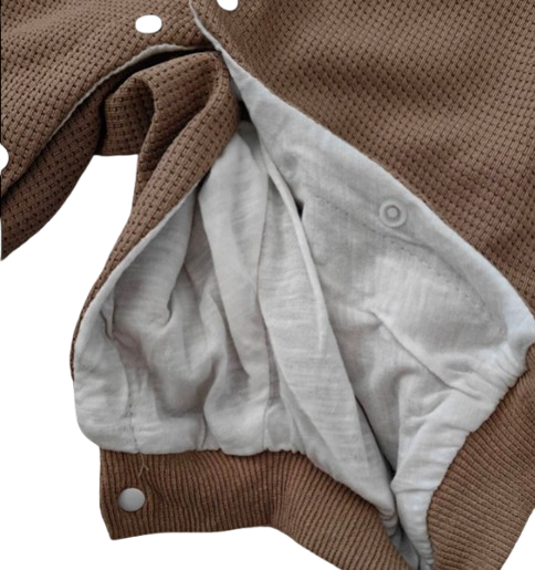 The Shannon - Baby Unisex Waffle Striped Cartoon Bear Jumpsuits