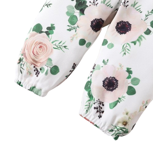 The Sophie - Baby Girl Green Print Romper + Pants + Headband