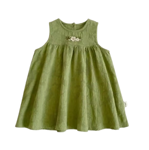 The Serenity - Baby Girl Casual Flower Embroidered Sleeveless Vest Dress