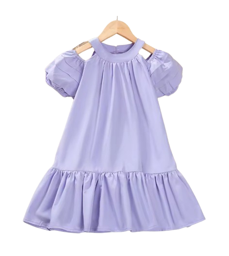 The Julia - Baby Girl Hanging Neck Off Shoulder Bubble Sleeve Dress