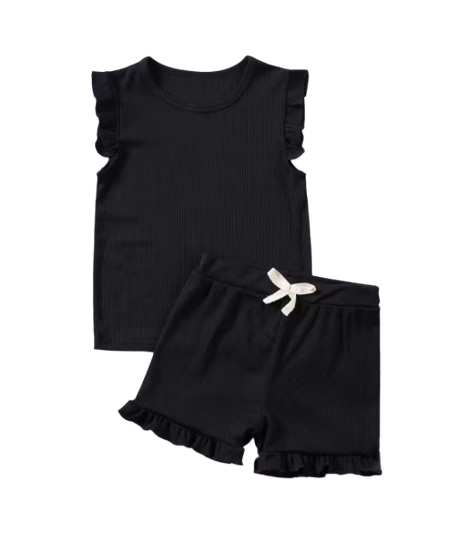 The Remi - Baby Girl Solid Casual Short Sleeved + Shorts