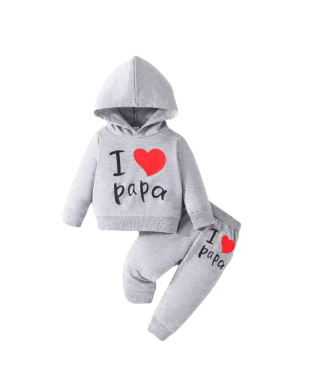 The Birch - Baby Unisex "I Love Papa" Print Solid Colour Hoodie