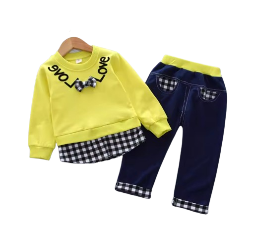 The Mary - Baby Girl Casual Plain Colour Tops + Pants