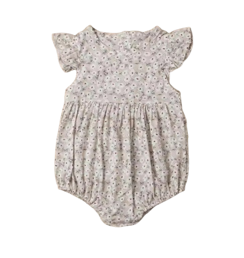 The Catalina - Baby Girl Floral Ruffle Sleeve Classical Round Back Button Bodysuit