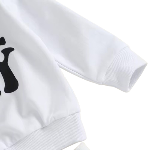 The Olive - Baby Girl "Game Day" Print Long Sleeve Sweatshirt + Football Print Pants + Headband Set