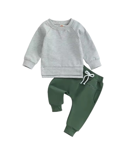 The Kash - Baby Unisex Long Sleeve Crewneck Pullover Sweatshirt Top + Jogger Pant