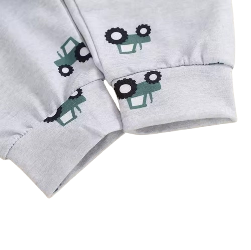 The Bryce - Baby Boy "This Is How I Roll" Tractor Print Long Sleeve Sweatshirt + Elastic Waist Pants