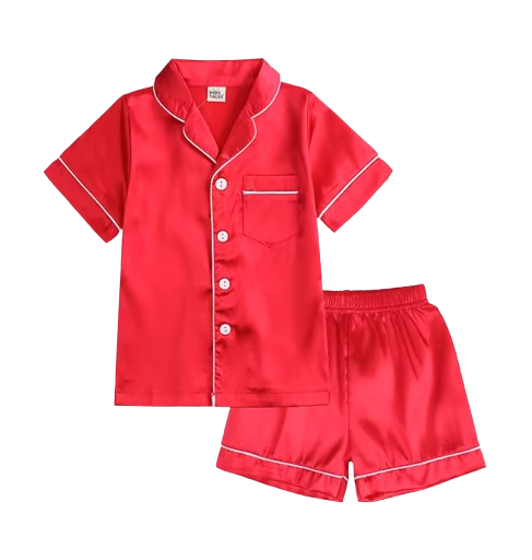 The Kaden - Baby Unisex Plain Colour Silk Satin Top + Pant Long Sleeve Solid Silky Pajamas