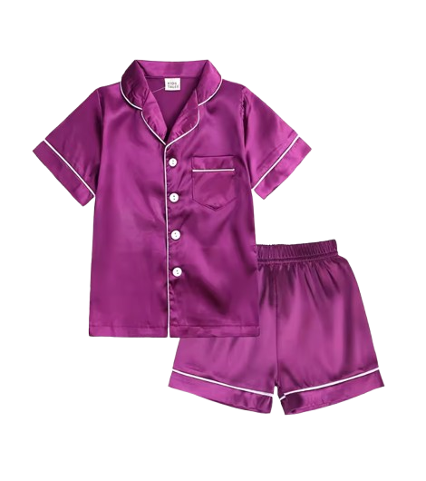 The Kaden - Baby Unisex Plain Colour Silk Satin Top + Pant Long Sleeve Solid Silky Pajamas