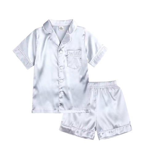 The Kaden - Baby Unisex Plain Colour Silk Satin Top + Pant Long Sleeve Solid Silky Pajamas