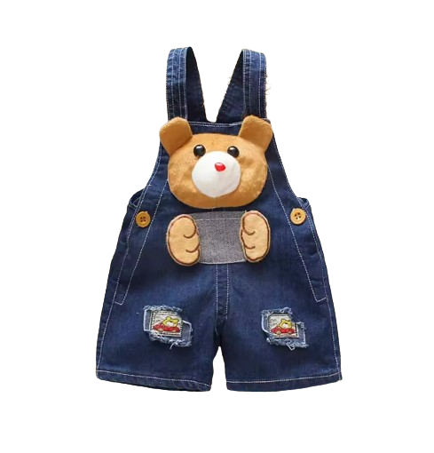 The Zara - Baby Unisex Dog & Bear Design Denim Jumper Overalls