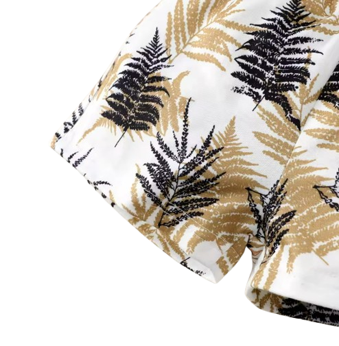 The Shepherd - Baby Boy Hooded Maple Leaf Print Sleeveless Top + Shorts