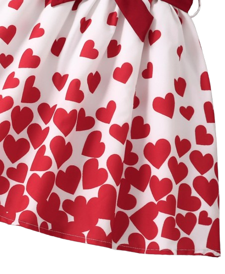 The Dahlia - Baby Girl Two-Piece Set Red Vest Heart-Shaped Floral Skirt