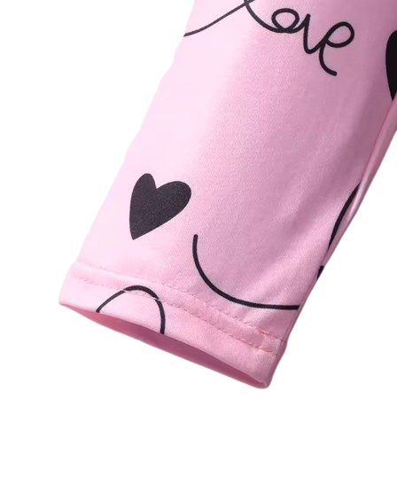 The Juliana - Baby Girl Pink Love Long Sleeve & Half Skirt Two Piece Set
