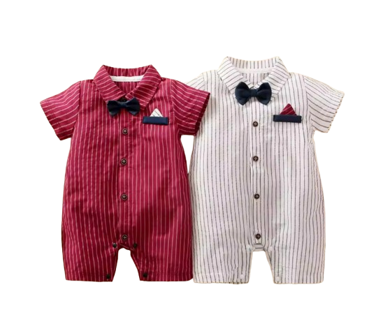 The Dante - Baby Boy White Short Sleeve Gentlemen Romper