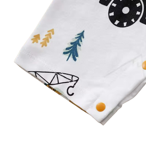 The Briggs - Baby Unisex Yellow Cars & Tractor Print Romper