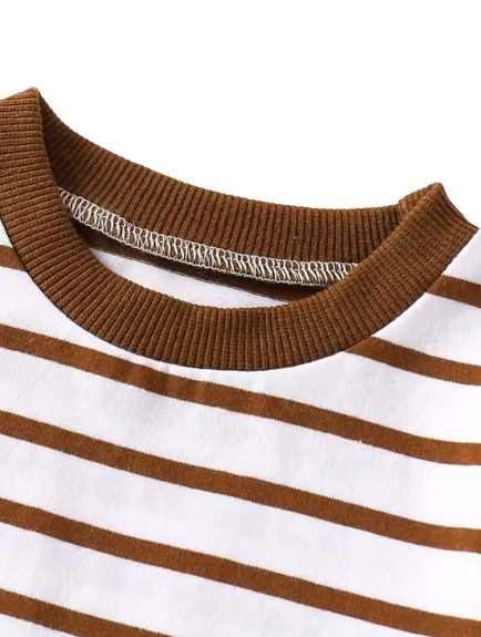 The Kieran - Baby Boy Striped Round Neck Short Sleeve Top and Stylish Pocket Overalls