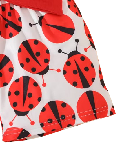 The Lena - Baby Girl Ladybug Sleeveless T-Shirt + Causal Shorts