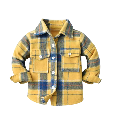 The Francis - Baby Boy Black & Yellow Plaid Long Sleeved Shirt Button Casual Tops