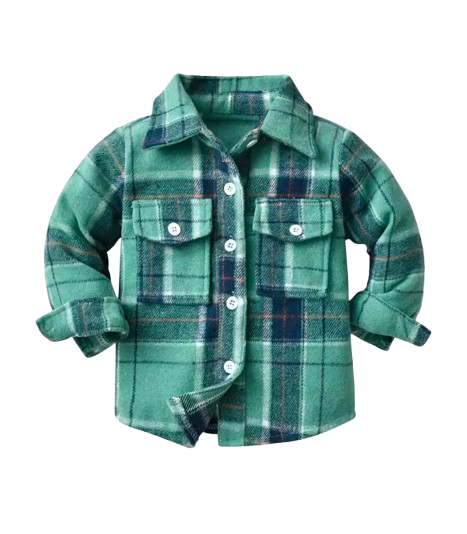 The Francis - Baby Boy Green Plaid Long Sleeved Shirt Button Casual Tops