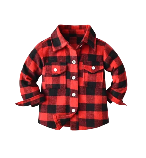 The Francis - Baby Boy Red & Black Plaid Long Sleeved Shirt Button Casual Tops