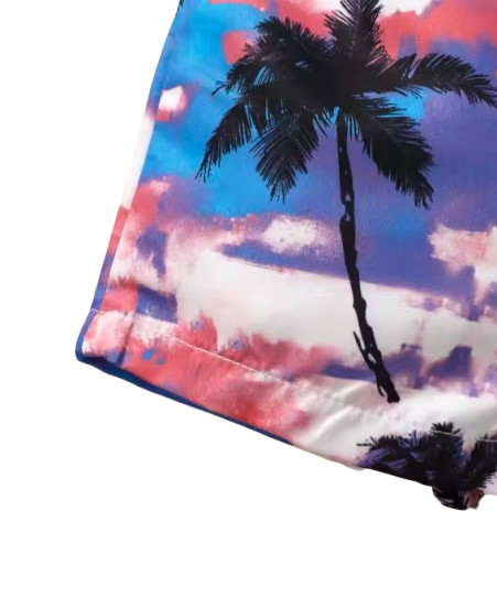 The Camden - Baby Boy Coconut Print Sleeveless Vest + Dyed Hat + Shorts
