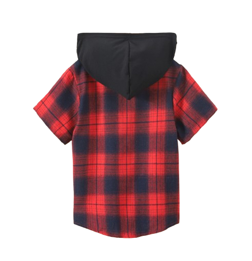 The Johnny - Baby Boy Red Plaid Hooded Short-Sleeved Jacket Shirt
