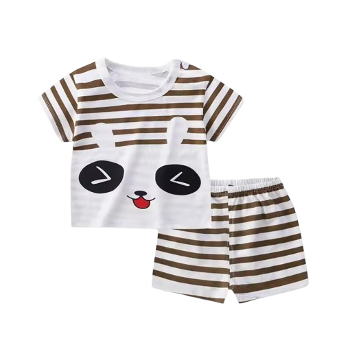 The Royce - Baby Boy Panda Print Casual Short Sleeve Tracksuits Thin Loose Tops Set