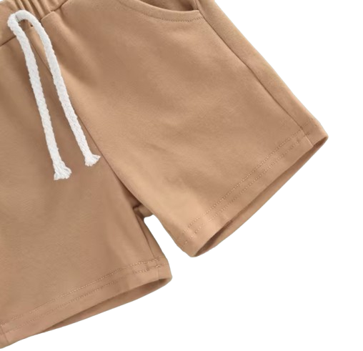 The Yusuf - Baby Boy Short Sleeve Patchwork Crew Tees White Straps Short Pants