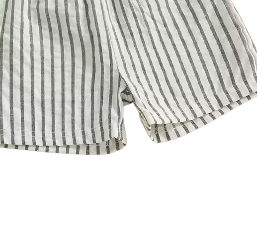 The Atreus - Baby Boy Shorts Set Striped Collared Short Sleeve Button-up Shirts + Elastic Waist Shorts