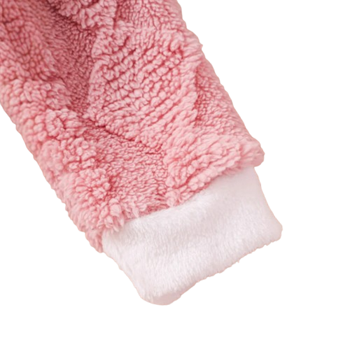 The Amanda - Baby Girls Winter Fleece Pink Hooded Romper – Soft, Warm All‑in‑One Outfit for Infants