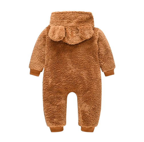 The Vin - Baby Unisex Light Brown Spring/Autumn Plush Romper – Hooded Warm Bear Jumpsuit for Infants & Toddlers