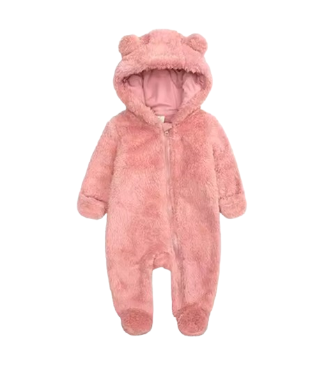 The Maximilian - Baby Unisex Winter Bear‑Ear Romper – Newborn Zip‑Up Bodysuit, Warm Infant Jumpsuit