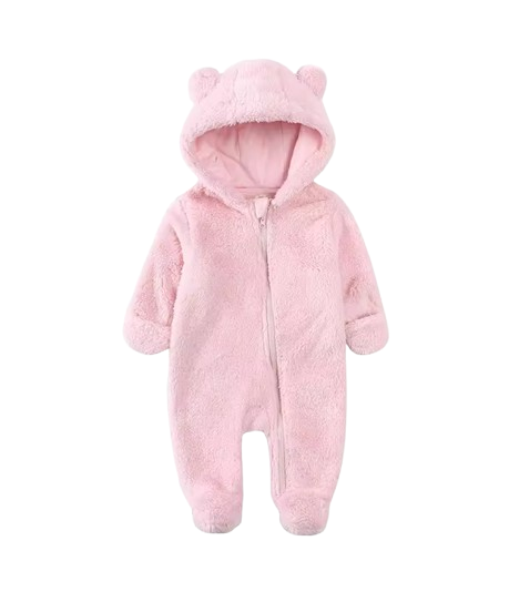 The Maximilian - Baby Unisex Winter Bear‑Ear Romper – Newborn Zip‑Up Bodysuit, Warm Infant Jumpsuit