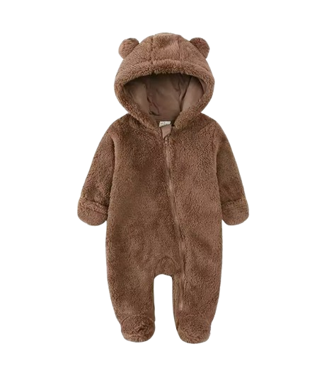 The Maximilian - Baby Unisex Winter Bear‑Ear Romper – Newborn Zip‑Up Bodysuit, Warm Infant Jumpsuit