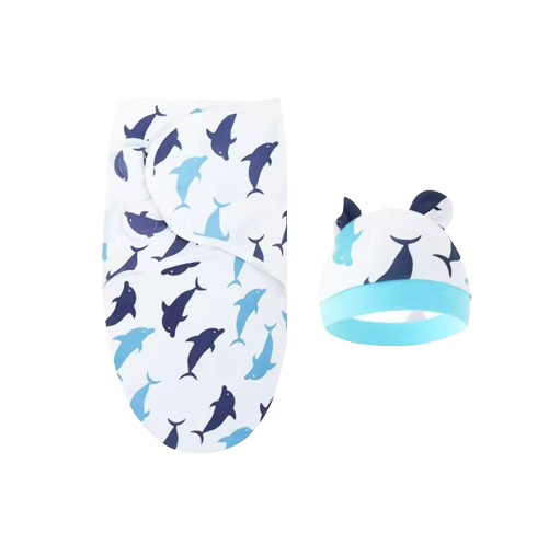 The Louie - Newborn Swaddle Blanket & Hat Set – Soft Cotton Adjustable Infant Wrap, Cartoon Print, All‑Season Use (0–6 Months)