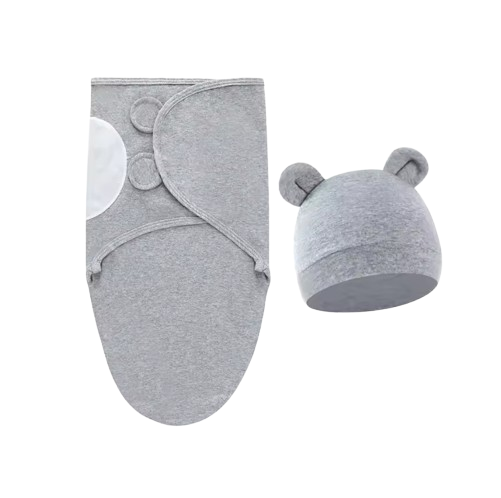 The Louie - Newborn Swaddle Blanket & Hat Set – Soft Cotton Adjustable Infant Wrap, Cartoon Print, All‑Season Use (0–6 Months)